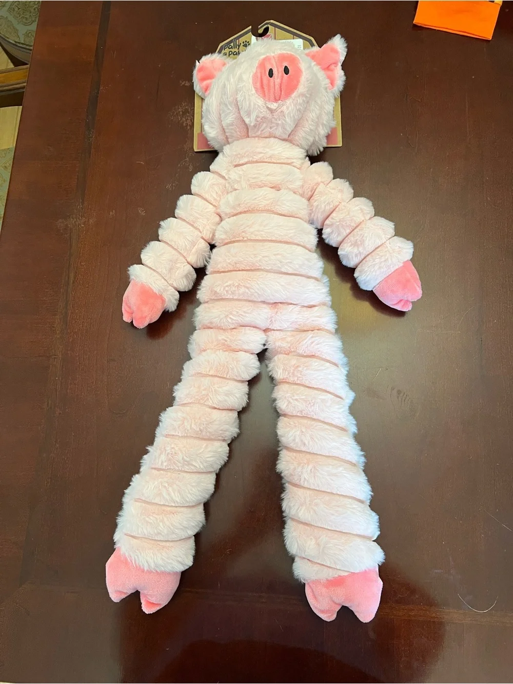 Plush Overstuffed Pink Pig Dog Toy with Squeaker - Large